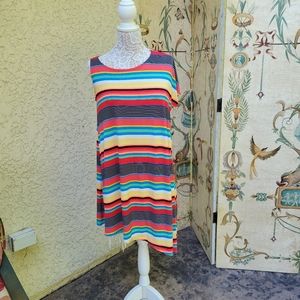 Sola La Fe striped asymmetrical summer dress.